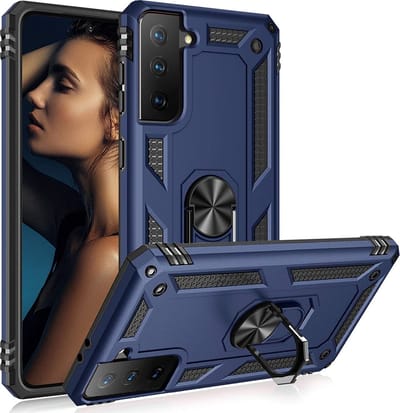 Hoesje Geschikt Voor Samsung Galaxy S21 Plus Hoesje Geschikt Voor Samsung Galaxy S21 Plus armor case met Ring houder / Ring vinger houder / standaard - Blauw