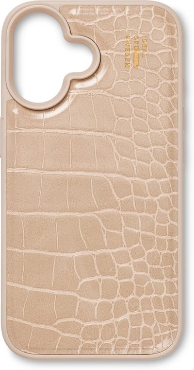iDeal Of Sweden Vegan Leather Case met magnetische ring geschikt voor iPhone 16 Warm Beige Croco