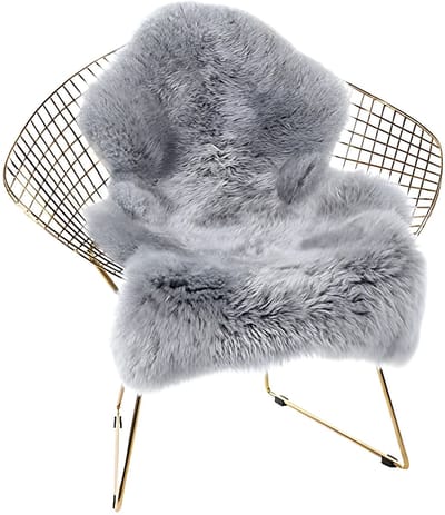 Tapijt van imitatieschapenvacht (23,6 x 35,4 inch (B) x (L)), lamsvacht imitatie tapijt, langharige vacht, lederen polyester, faux fleece stoelbekleding zitkussen zachte pluizige shaggy gebied