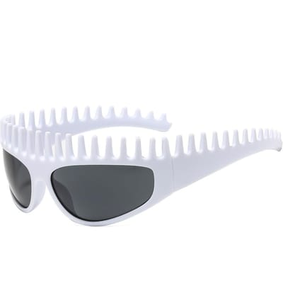 Ins Uniek Stijlvol Hoofdband Millennium Stijl Dames Zonnebril Nieuwste Stijl Kamvormig Kattenoog Hip Hop Punk Rijden Mannen Zon UV Bescherming 400 as  picture
