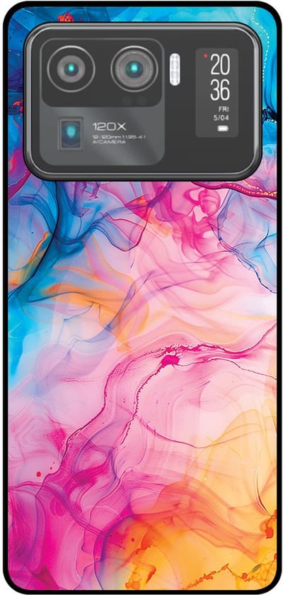 Smartphonica Telefoonhoesje Geschikt voor Xiaomi Mi 11 Ultra met Regenboog Acryl Marmer Opdruk - TPU Backcover Case Rainbow Acrylic Marble Design geschikt voor Xiaomi Mi 11 Ultra