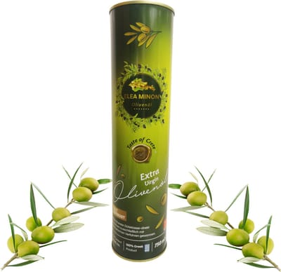 Elea Minon extra vierge olijfolie, 100% puur natuurlijk, eerste koudgeperste olijfolie van het Griekse eiland Kreta, premium kwaliteit, fruitig mild, metalen bus (750ml)