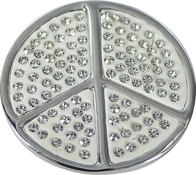 Quiges - Munthouder Munt 33mm Zirkonia Peace Teken Verzilverd - EPR008