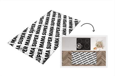 Keukenloper - Loper keuken - Super mama - Moederdag cadeautje - Moederdag - Vintage - zwart wit - 120x60 cm - Keukenloper vinyl