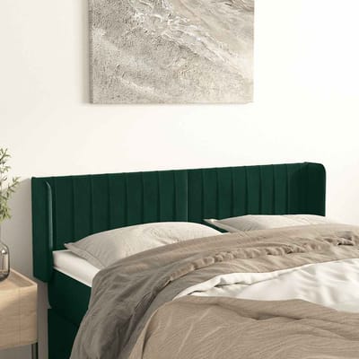 vidaXL - Hoofdbord - met - randen - 147x16x78/88 - cm - fluweel - donkergroen