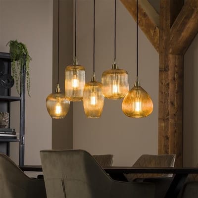 PS-Collection Stripe Glass Mix 5L Handlamp - 120x20x150cm - Amber - Glas/Metaal - hanglampen eetkamer, hanglamp zwart, hanglampen woonkamer, hanglamp slaapkamer, hanglamp rotan, hanglamp hout, hanglamp industrieel