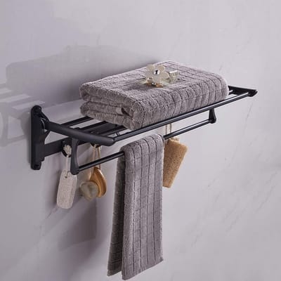 Handdoekrek Handdoekhouders, Handdoekrek Aluminium Handdoekenrek Zwart met Paalhouder Garderobe Badkamer Haak Handdoekenrek Decoratievisie wisdom