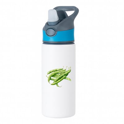 Hacebo® - Sperziebonen waterfles met rietje blauw - Groente - Groente liefhebbers - Groene boon - gezond eten - water fles - 650ML