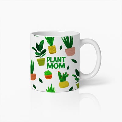 Plant Mom Mok 330ml – Schattige Botanische Koffiemok met Plantenontwerp, Perfect Cadeau voor Plantenliefhebbers en Tuiniers