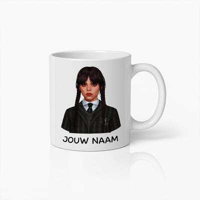 Gepersonaliseerde Gothic Meisje Mok – Koffiebeker met Naam in Donkere Stijl voor Alternatieve Fans