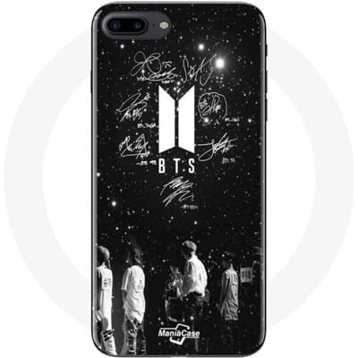 Hoesje - BTS - Iphone 7 Plus - Flexibel - Zwart - Handtekening Leden