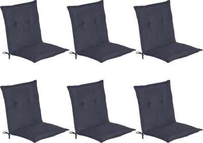 Beautissu Set van 6x Tuinkussens Lage Rug Loft NL 100 x 50 x 6 cm - Kussen Blauw - Zitkussen Sierkussen Tuinstoel