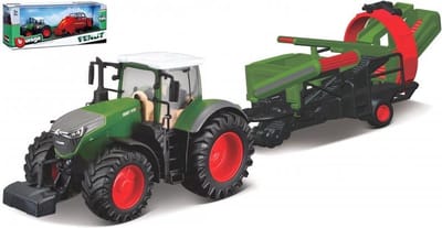 Bburago Fendt 1050 VARIO + CULTIVATOR groen/rood schaalmodel 10 CM