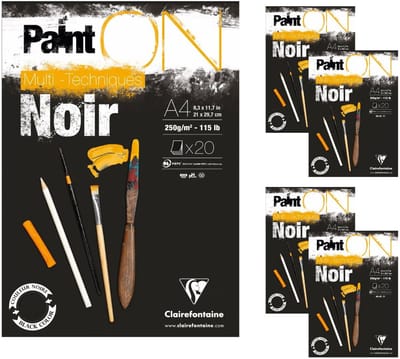 Clairefontaine Paint ON - Diepzwart Karton - A4 - 250 g - Schilderpapier - 80 vellen