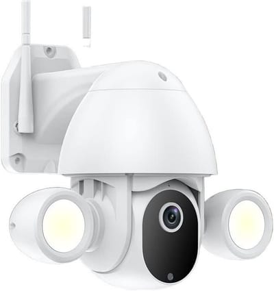 Beveiligingscamera Buiten - IP Camera Dome - Huis Beveiligen - Met Schijnwerper Nachtzicht - 3MP - Wit