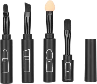 Telescopische Make-up Borstels Set - 4 in 1 Mini Draagbare Make-upkwasten voor Lippen, Wenkbrauwen en Oogschaduw, Perfect voor Reizen en Dagelijks Gebruik
