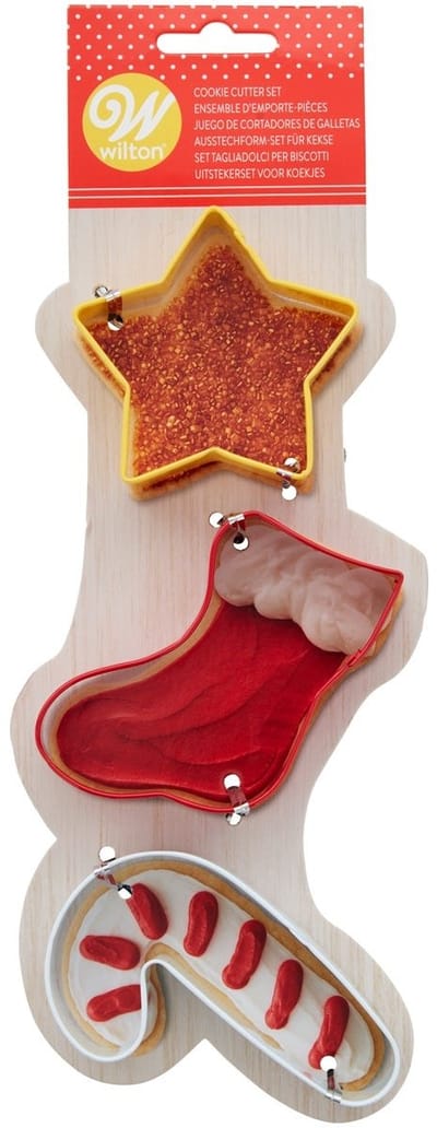 Wilton Koekjes Uitsteker - Ster, Sok, Candy Cane - Set/3 - Uitsteekvormpjes Kerst - Koekjes Vorm