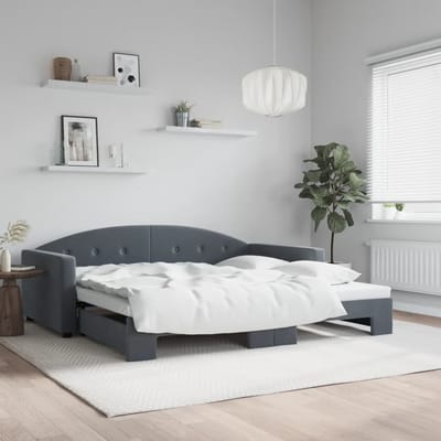 vidaXL - Slaapbank - met - onderschuifbed - 100x200 - cm - fluweel - donkergrijs