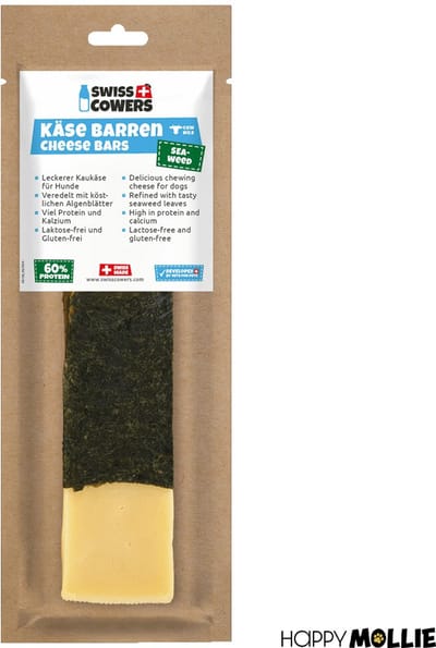 SwissCowers® Kaasstaaf - Kauwstaaf Hond - Kaas Snack - Hypoallergeen - Lactosevrij - Glutenvrij - YAK 2.0 - Met Probiotica - Kaas & Zeewier - Maat L