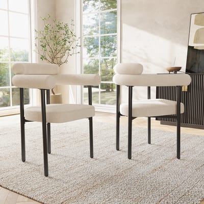 REDOM - Eetkamerstoel - Ergonomisch - Modern - Voor Eetkamer Of Woonkamer - IJzer En Suèdestof - Beige - 70 X 62 X 84 Cm