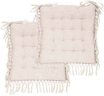 Atmosphera Stoelkussen Macrame - 2x - binnen/buiten - ivoor - 40 x 40 x 5 cm - katoen - vierkant