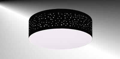 TRANGO 3136 Plafondlamp 38cm Ø Starry Sky stoffen kap in rond *ZWART* incl. 2x E27 Lamphouder voor LED lampen Woonkamer, Slaapkamer, Hal, Logeerkamer Kantoor Lamp Stoffen Plafondlamp (zonder lamp)