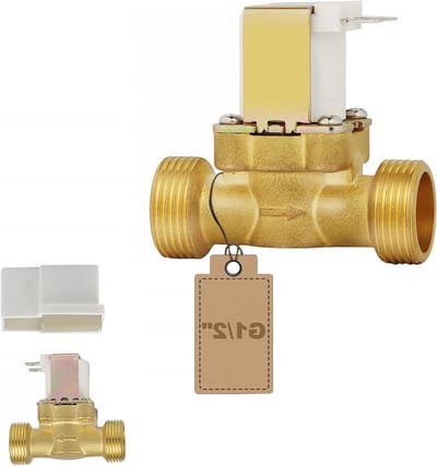 12V NC G1/2" Solenoïde Ventiel - 2-Weg Waterinlaat, Messing Elektrisch Ventiel voor Waterlevering en Irrigatie