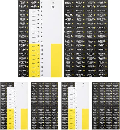 Paneelstickers - Circuit Labels - Groepenkast Organiseren - Waterdicht PVC Materiaal - 29.4 x 16.7 cm - Zwart