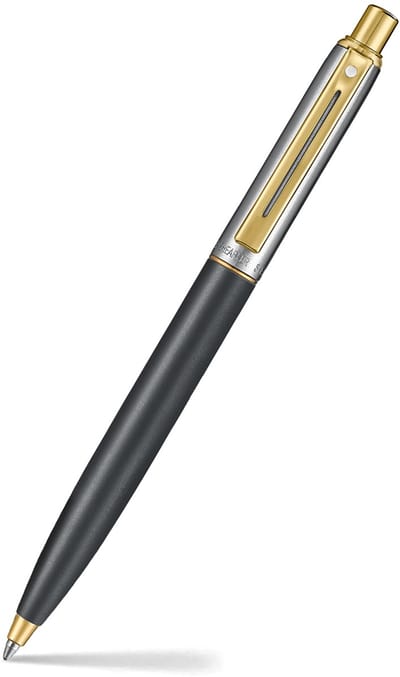 Sheaffer balpen - Sentinel 334 - matzwart en gepolijst chroom met PVD goudkleurige afwerking