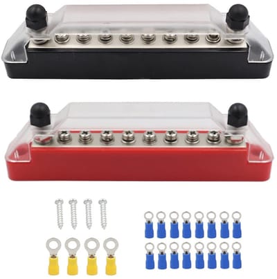 Dailygoods - Bus Bar Accu Verdeler - RVS - Geschikt voor Auto's en Schepen - Accu Verdeling - Hoogwaardige Kwaliteit - Betrouwbaar en Duurzaam - Ideaa...