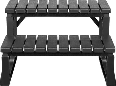 Duurzame 2-traps buitenspatrap, 599,5 mm brede PP-ladder met een draagvermogen van 145,2 kg, ideaal voor zwembaden, terrassen, vlonders en campers, zwart