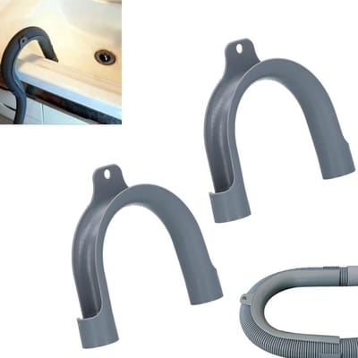 SnelShoppen - Pack van 2 PVC Afvoerslang Beugels voor Wasmachine en Vaatwasser, Robuuste U-vormige Drainagehouders, Flexibel en Duurzaam, Grijs