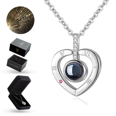 Luxore I Love You Ketting in 100 Talen Cadeautje voor Vrouw – Valentijn Liefdes Verrassing - Hart & Hartjes - Zilverkleurig - Moederdag
