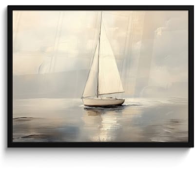 Poster in lijst - Fotolijst 70x50 cm - Posters - Zeilschip - Zee - Bewolkt - Posterlijst zwart - Decoratie - Wanddecoratie woonkamer - Muurdecoratie slaapkamer