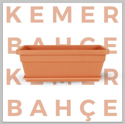 2 Kunststof bloembakken drainage 9L + schaal 46x20 Terra cotta Rechthoekige bloempot plantenbak