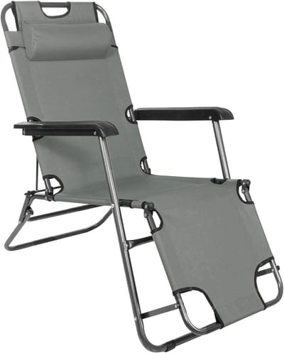 Ligstoel met hoofdsteun en armleuningen - Inklapbare relaxstoel voor tuin en terras, max. 120 kg