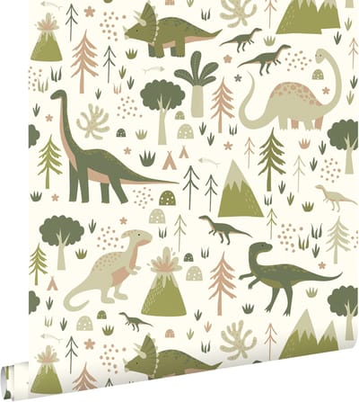 ESTAhome behang dinosaurussen groen - 50 x 900 cm - 131356