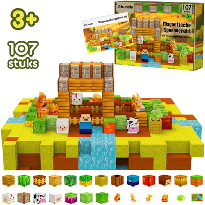 Bunobi® Magnetisch Speelgoed Boerderij 100 Stuks Magnetic Cubes - Magnetische blokken - Constructie speelgoed - Montessori speelgoed - Magnetic toys - Magnetische bouwstenen - Magnetic Tiles - Speelgoed Kinderen