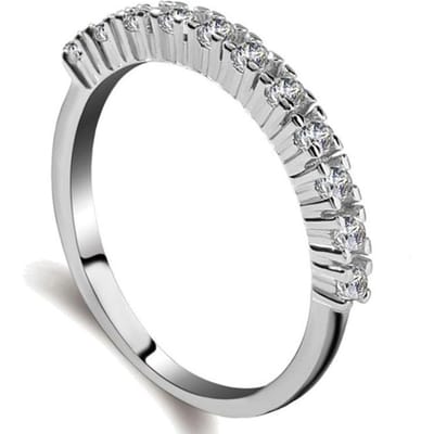 Alliance blanche simple rang pour femmes Micro-incrustée Bague de simulation Bijoux Bague de fiançailles Cadeau luxueux 10 white