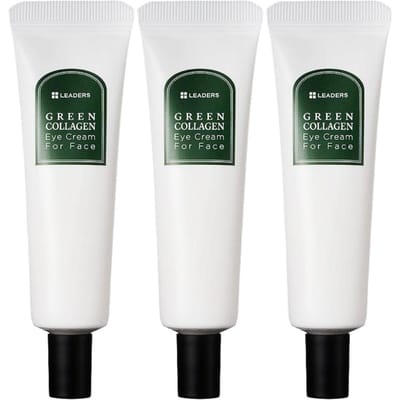 LEADERS Crème Contour des Yeux Intensive au Collagène Vert pour Visage Trio Fermeté Hydratation 30ml x 3