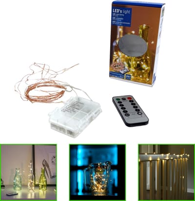 Led's Light Mini flesverlichting – 5 meter – Warm wit 3000K – 50 LED’s – Dimbaar – 8 standen – Afstandsbediening – IP67 – Voor binnen en buiten