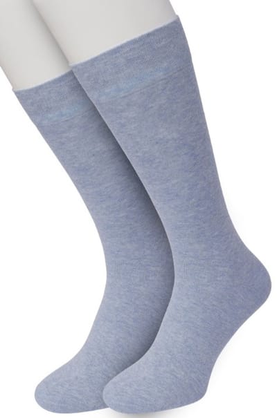 Bonnie Doon Basic Sokken Heren Licht Blauw maat 40/46 - 2 paar - Basis Katoenen Sok - Gladde Naden - Brede Boord - Uitstekend Draagcomfort - Perfecte Pasvorm - 2-pack - Multipack - Effen - Lichtblauw - Gemeleerd - Light Blue Heather - OL6324012.264