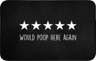 Badmat 80x50 cm - Antislip - Quotes - Would poop here again - Humor - Zwart - Spreuk - Badmatten voor badkamer - Badkamermat - Douchemat - Badkamer mat