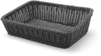 Broodmand Rechthoekig - Bakkersmand Opslagmand - Brood Serveren - Verstevigd Stalen Frame - 40x30x12cm - Zwart