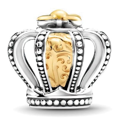 Fler® | Bedel | Past op populaire bedel armbanden (standaard-3mm) | armbandbedel | Kroon Bedel | Hangbedel Charm | 925 sterling zilver | Zilver- & Goudkleurig | Armband Kraal | Vriendschap, Verjaardagsgeschenk, Cadeau | Valentijn kado
