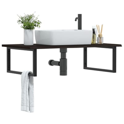 vidaXL - Badkamer - wandschap - staal - en - massief - eikenhout