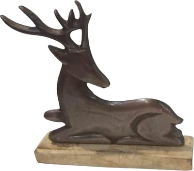 HOGEWONING BV - Houten hert decoratie 12 cm bruin voor Kerstmis