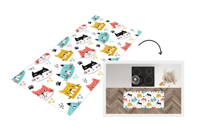 Keukenloper - Loper keuken - Jongens - Patronen - Katten - 120x50 cm - Keukenloper vinyl