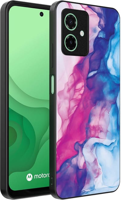 Smartphonica Telefoonhoesje Geschikt voor Motorola Moto G54 met Roze Blauw Marmer Opdruk - TPU Backcover Case Rose Blue Marble Design geschikt voor Motorola Moto G54