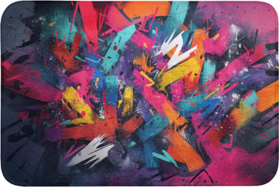 WC mat 90x60 cm - Antislip - Abstract - Explosie - Neonkleuren - Toiletmat - Vloermat - Douchemat - Toilet tapijt - Toiletmatten